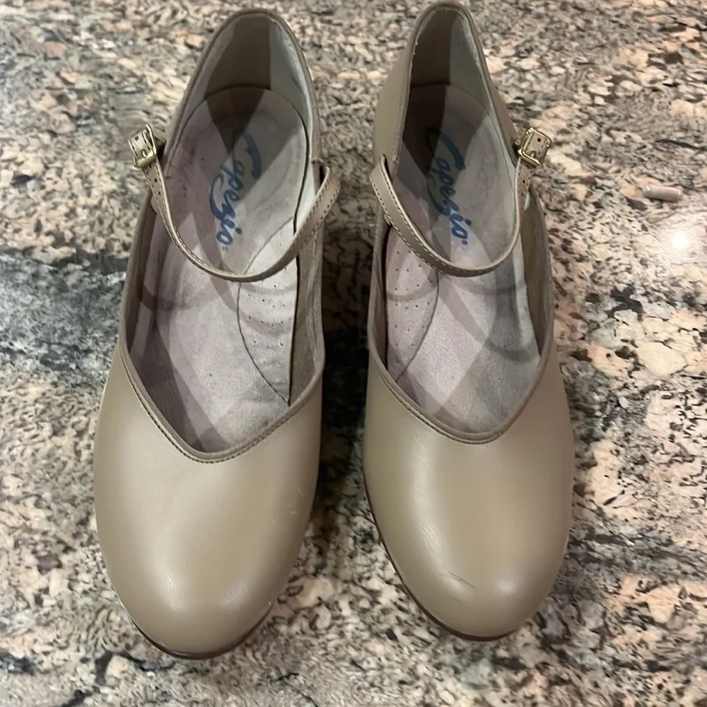Capezio Tan Heels with Ankle Strap